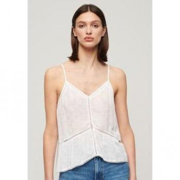 Superdry Women's Vintage Ladder Trim Sleeveless T-Shirt Off White (L)