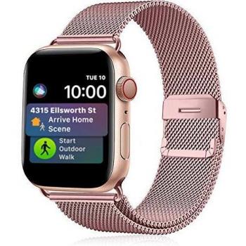 Funbiz Metal Correa Compatible con Apple Watch 38mm 40mm 42mm 44mm, Pulsera de Repuesto de Acero Inoxidable para iWatch Series SE 6 5 4 3 2 1, 38mm/40mm-Oro Rosa