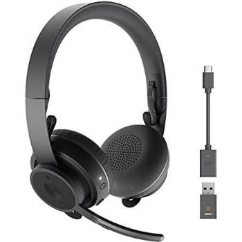 Logitech Zone 900 Auriculares inalámbricos Bluetooth, Microfono con Cancelación de Ruido, hasta 6 dispositivos inalámbricos con un solo receptor, acceso rápido a ANC y Bluetooth - Gris