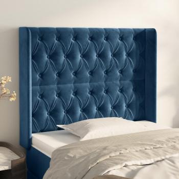 Cabecero con orejas de terciopelo azul oscuro 93x16x118/128 cm vidaXL