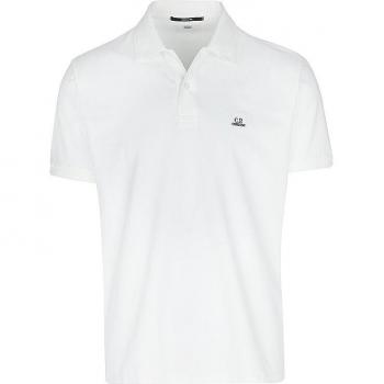 C.P. Company Short Sleeve Ribbed Polo Shirt, White, Size: XXL, Male