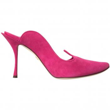 Dolce & Gabbana Fuchsia Suede Leather Mules Sandals Shoes - EU39/US8.5
