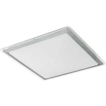 Plafón LED Competa 1, 21W, luz cálida, 2400lm, dimensiones 43x43cm, diseño cuadrado en blanco y níquel mate
