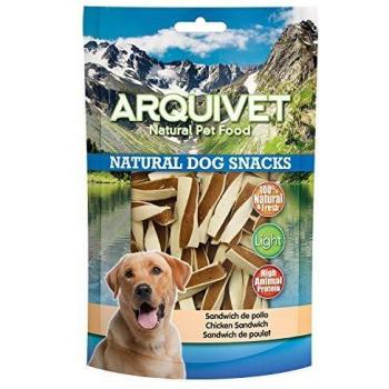 ARQUIVET Sandwich de Pollo 100 gr - Natural Dog Snacks - Snacks 100% Naturales para Perros - Chuches, premios, golosinas, recompensas, chucherías caninas - Producto Light