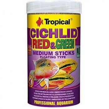 Tropical Comida para Peces Cichlid Roja y Verde en Palitos Medianos 1000 ml