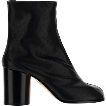 Maison Margiela Tabi Soft Leather Heeled Boots, Female, Black, Size: 6 US (36 EU)