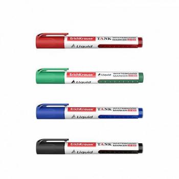 ErichKrause - SET 4 MARCADORES PIZARRA BLANCA CON TINTA LÍQUIDA LW-600 NEGRO, AZUL, ROJO, VERDE ERICH KRAUSE 58362