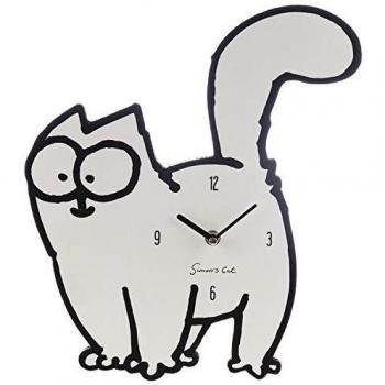 Puckator Horloge Blanche Découpée Simon´s Cat-Chat Relojes de Pared, Multicolor, único