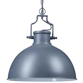 Lámpara Colgante Industrial Grande E27, Diseño Shabby, Gris, Ø 40.5 cm