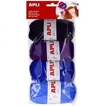 APLI 14092-Ovillos de lana tonos azules 4 u.