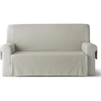 GAMUSI - Funda cubre sofá / chaise longue, rayas beige