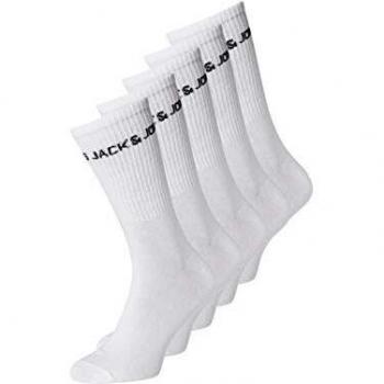 Jack & Jones Men's Basic Logo Tennis Socks 5-Pack, White
