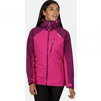 Regatta Highton-Chaqueta Técnica con Capucha Elástica, Tejido Impermeable Y Transpirable con Costuras Selladas Jackets Waterproof Shell, Mujer, winberry/Vivid Viola, 20