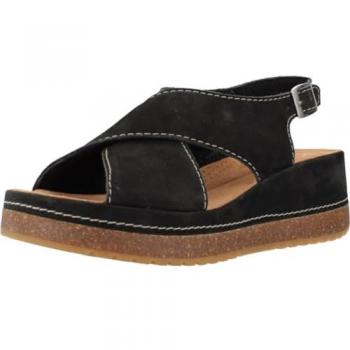 Sandalias de Mujer Clarks Kassanda Step de Cuña y Talón Abierto en Color Negro