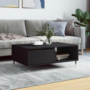 Mesa de centro vidaXL madera de ingeniería 90x60x35 cm Blanco y Negro brillante, para salón o comedor, mesa de café auxiliar