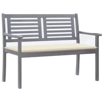 2-Seater Garden Bench with Cushion 47.2 Grey Eucalyptus Wood