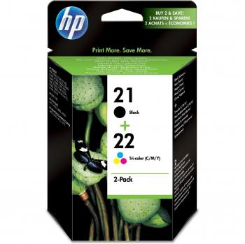 HP Cartuchos de impresión para inyección de tinta en paquetes combinados HP 21/22 21/22 Combo-pack Inkjet Print Cartridges, de 5 a 95% de HR, De -15 a 35° C, de 15 a 35° C, de 5 a 95% de HR, 0.123 kg
