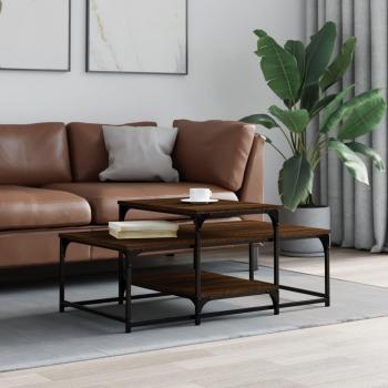 Mesa de centro de madera de ingeniería 102x60x45 cm en color Negro, Roble Sonoma y Roble ahumado - Mesita de Salón o Comedor o Auxiliar Mesa de Café
