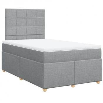 Cama box spring con colchón tela gris claro 120x200 cm