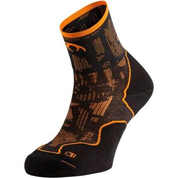 Calcetines Cortos de Trail Running Unisex Lurbel Desafio Blur Four Negro/Naranja