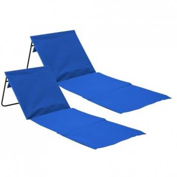 Esterilla Plegable de Playa Acolchada con Respaldo 7house - Pack de 2, Impermeable, Acero y Tela Oxford, 149.5x50.5x42 cm, Disponible en Gris