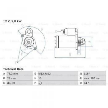 Motor de Arranque Bosch 986018020, tipo: Motor de arranque, características: marca Bosch, número de pieza 0 986 018 020