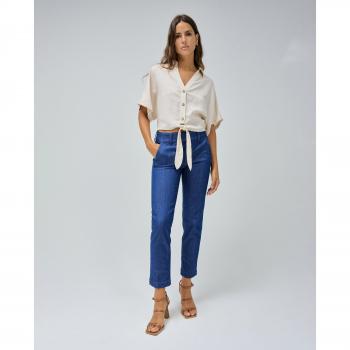 Pantalón de mujer Salsa Jeans Secret Chino Push In Slim Cropped en denim