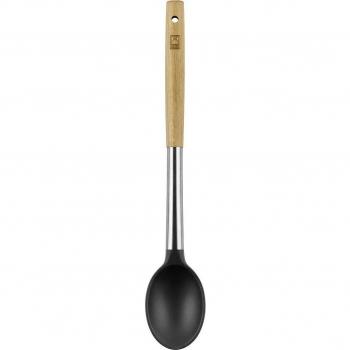Cuchara BRA Market de Acero Inoxidable y Madera de Haya con Silicona Gris, 35 cm