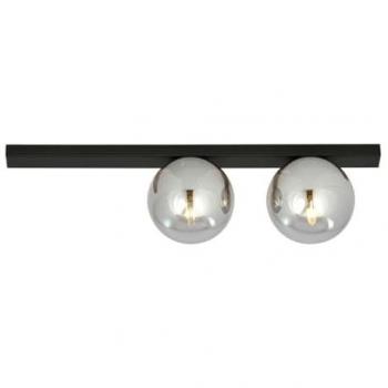 Lámpara de Techo Fit EPIKASA, Acero Pintado en Polvo y Vidrio, Color Negro y Gris, Dimensiones 60x17x14 cm
