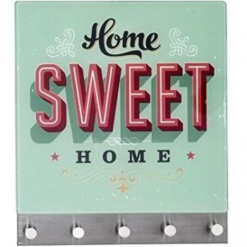 Wenko 50401100 Perchero Mural Magnético 5 Ganchos Sweet Home, Vidrio Endurecido, 34x30x3 cm