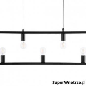 Lámpara Colgante Industrial Rectangular de Metal Negro con 5 Bombillas