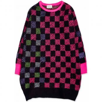 Tuc Tuc - Vestido de niña tricot de cuadros K-pop