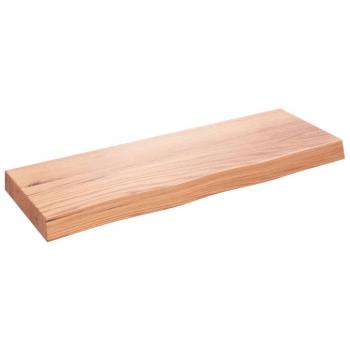 Estante de pared de madera de roble macizo tratado marrón claro 80 x 30 x (2-6) cm