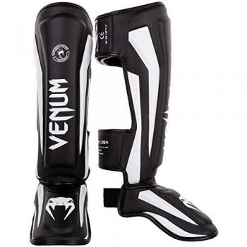 VENUM Elite Standup espinilleras, Unisex, Color Negro/Blanco, tamaño Mediano