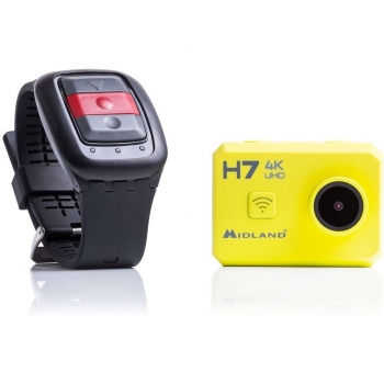 Midland C1236 - Videocámara Deportiva 4K con Control Remoto, Sumergible hasta 30m, Gran Angular 140º, Pantalla Integrada - Verde Fluor y Negro