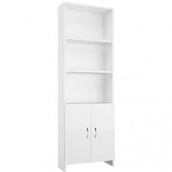 Estantería Nora de Epikasa, Tablero Aglomerado de Melamina y Metal, Color Blanco, Dimensiones 56x22,1x169 cm