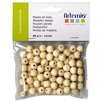 Artemio 80 Piezas 12 mm Cuentas de Madera, Beige