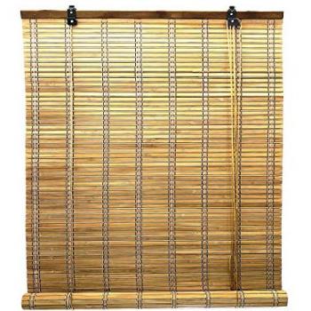 Estor Enrollable de Bambú 100% para Ventana y Puerta - Cortina Persiana Interior con Accesorios Incluidos, 14 Medidas y 2 Colores (110x135cm, Roble)