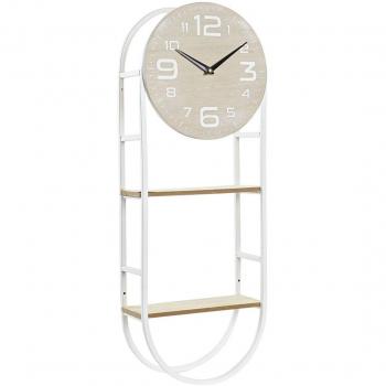 Reloj de Pared con Estantería en Madera
