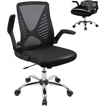 Silla de Oficina,Silla de Escritorio Ergonómica con Respaldo Plegable Silla Giratoria con Reposabrazos Plegables,Silla de Trabajo de Malla, Carga máxima de 150 kg/ 330LB