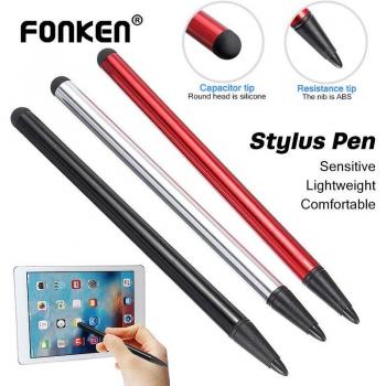FONKEN Lápiz Capacitivo Universal 2 en 1 para Dibujo y Escritura en Smartphones y Tablets (iPhone, iPad) - Accesorio Negro