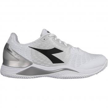 Diadora Speed Blushield 3 Clay Sandplatzschuh, Zapatillas de Tenis para Hombre, Blanco Plata Negro, 41 EU