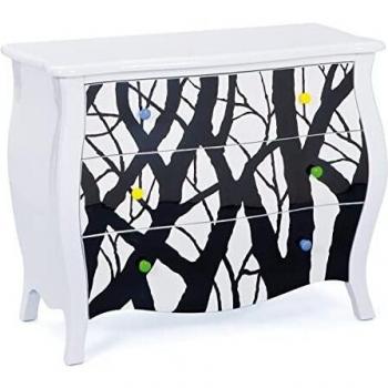 Cajonera Alisha - 94 x 43,2 x 76,8 cm - MDF y madera maciza - 3 cajones - Blanco y negro