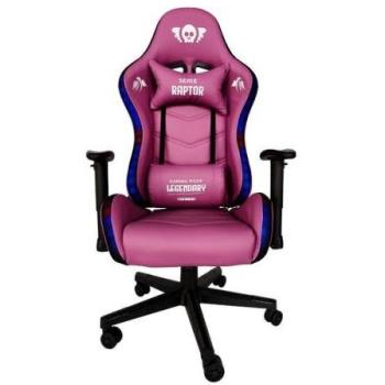 Silla Gaming RGB Cromad Raptor Legendary - Altura Regulable, Reclinable 180°, Cojines Lumbar y Cervical, Ruedas de Nylon 60mm, Color Violeta