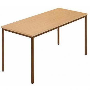 Mesa rectangular de tubo cuadrado revestido 1400 x 700 mm, madera natural/marrón