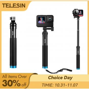 Vara de Selfie Extensible de Aluminio TELESIN para GoPro Hero 12, 11, 10, 9, 8 y DJI