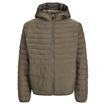 Jack & Jones Estate Hooded Puffer Jacket for Men - Size L - Taupe