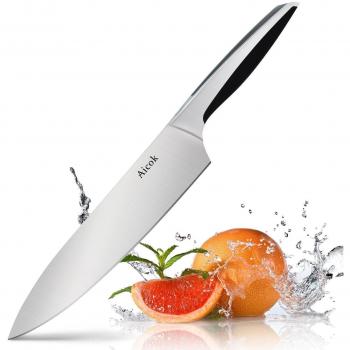 Aicok - cuchillos cocina, Cuchillo de cocina para chef de 8 pulgadas con cuchilla afilada de acero inoxidable y mango ergonómico