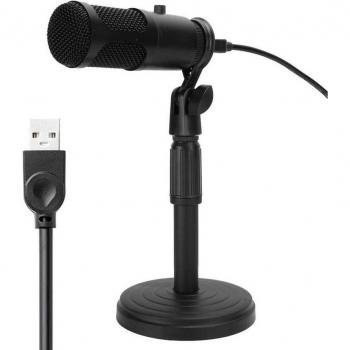 Micrófono de Juego USB de Escritorio con Soporte Retráctil y Condensador Sin Controladores