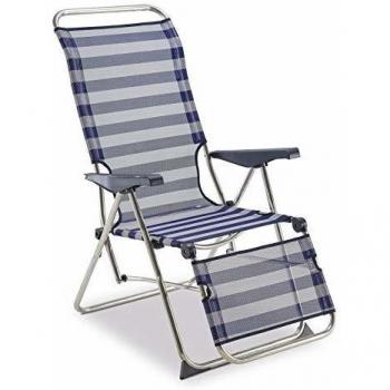 Silla de Playa y Jardín Plegable Solenny Reclinable 5 Posiciones con Respaldo Anatómico 75x63x114 cm en Color Azul